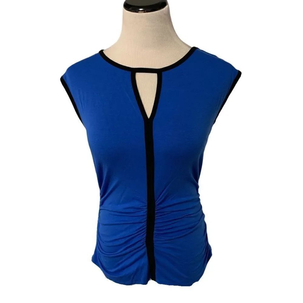 Vince Camuto Blue Top With Black Detail Sz S